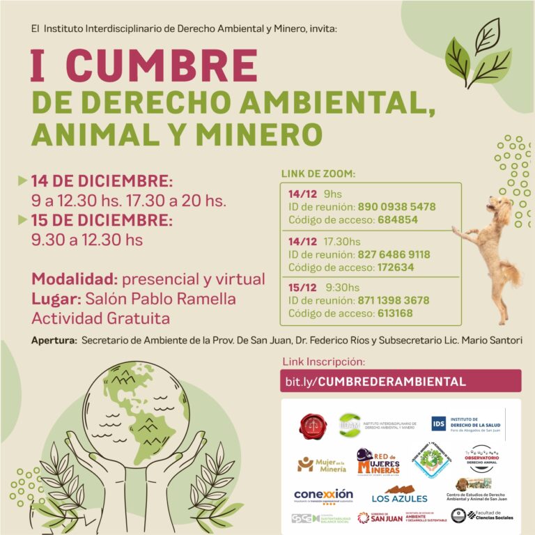 I CUMBRE DE DERECHO AMBIENTAL, ANIMAL Y MINERO