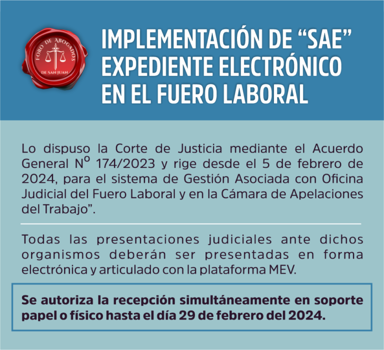 IMPLEMENTACIÓN DE “SAE” EXPEDIENTE ELECTRÓNICO EN EL FUERO LABORAL