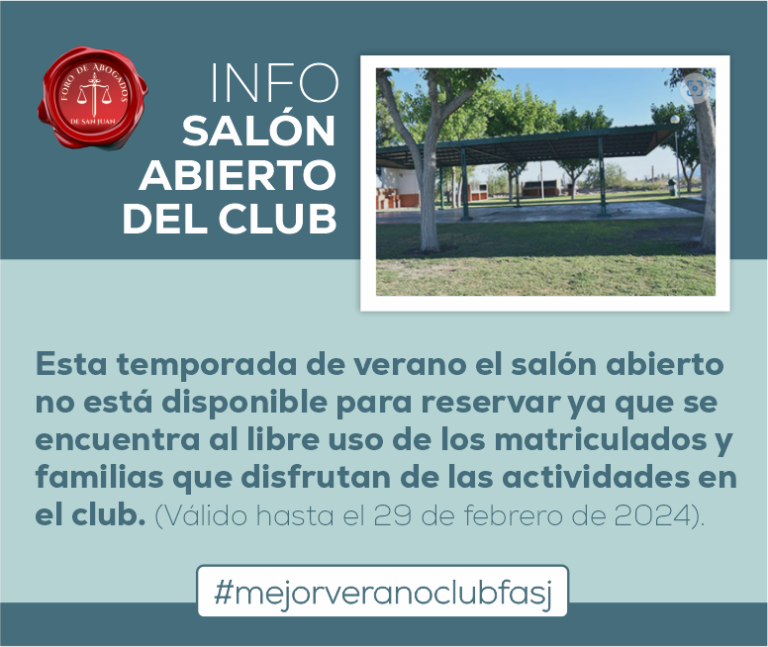 INFO IMPORTANTE SALÓN ABIERTO DEL CLUB