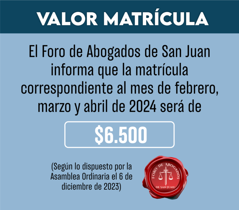 NUEVO VALOR MATRÍCULA