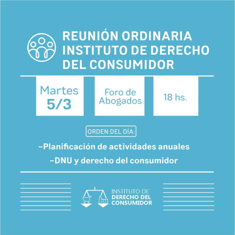 REUNIÓN ORDINARIA INSTITUTO DE DERECHO DEL CONSUMIDOR