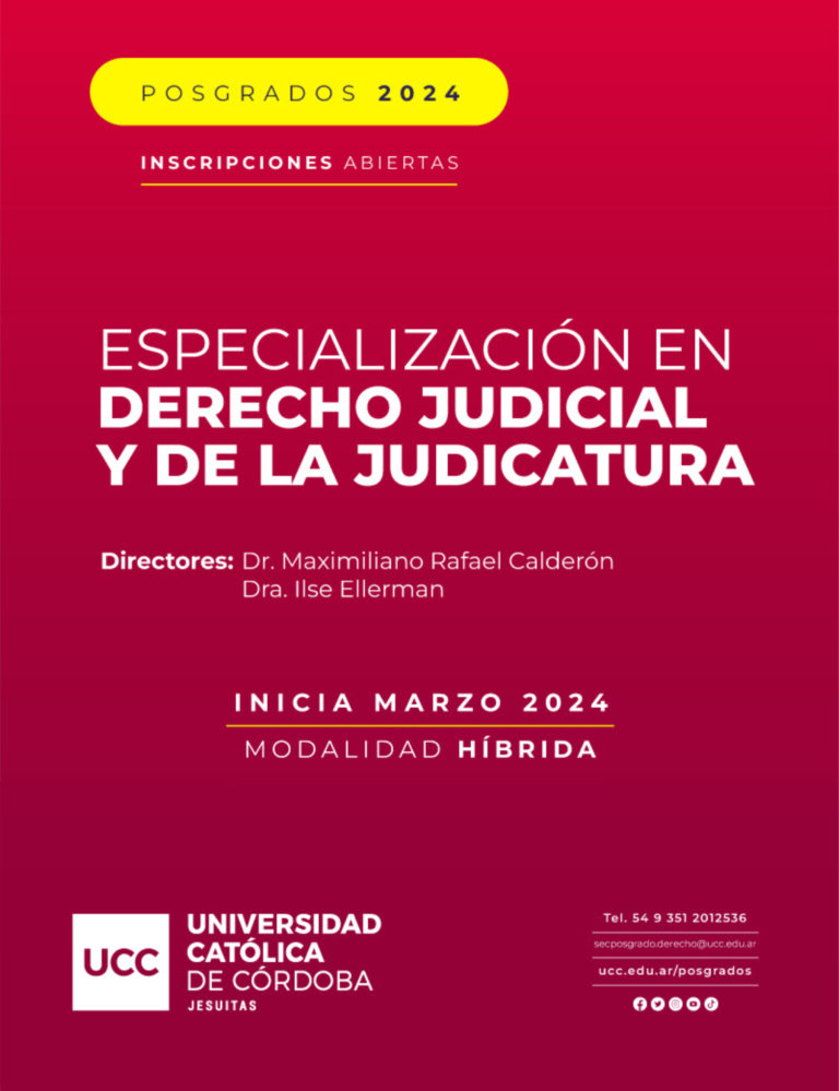 UCC. Especialización en Derecho Judicial y de la Judicatura