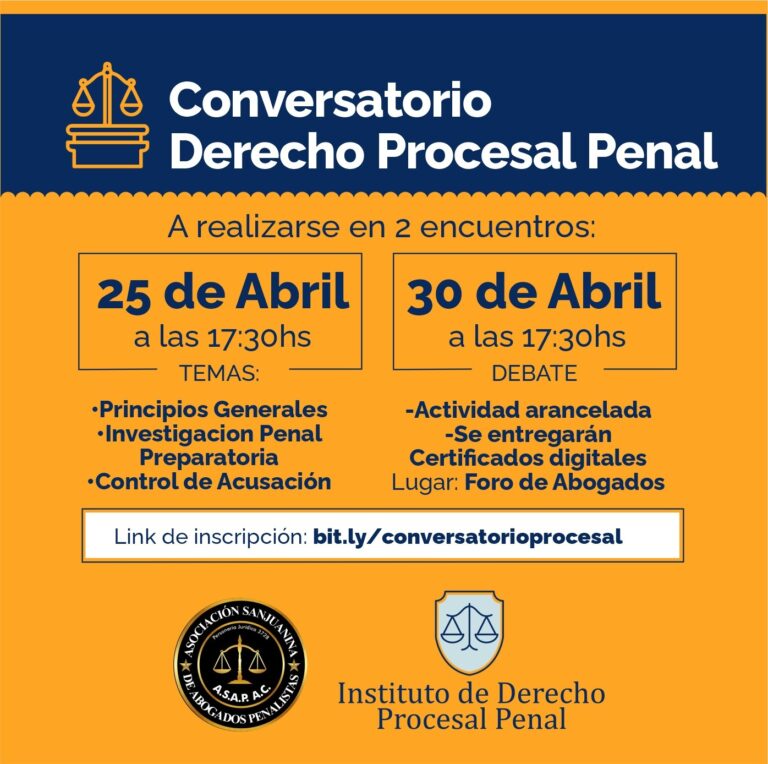 INSCRIPCIÓN CONVERSATORIO DERECHO PROCESAL PENAL