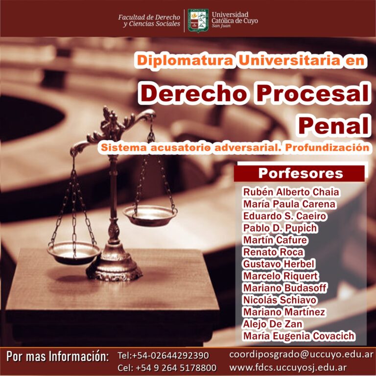 Información Diplomatura Universitaria en Derecho Procesal Penal
