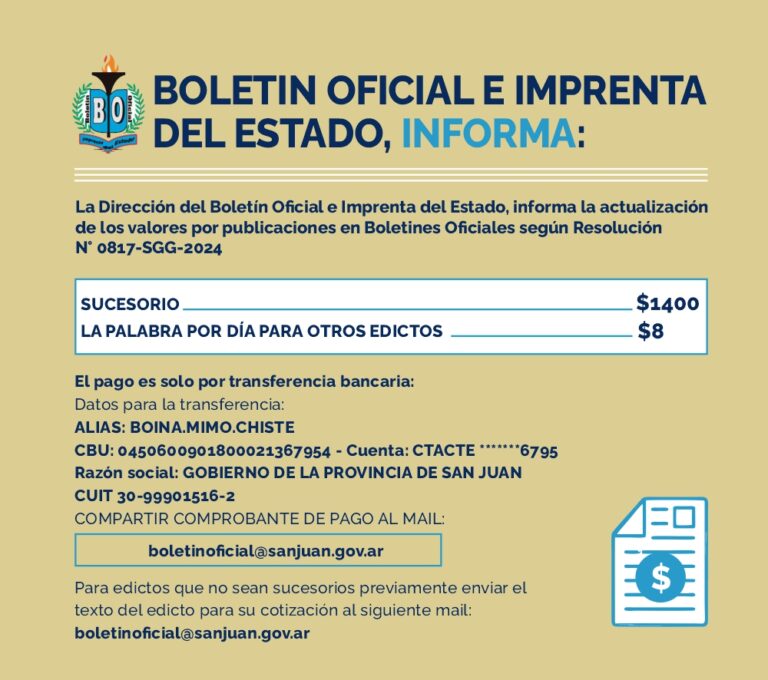 BOLETÍN OFICIAL, INFORMA: