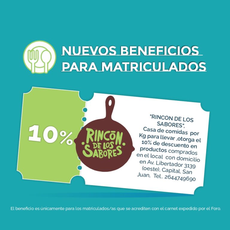10% DESCUENTO EN COMIDAS PARA LLEVAR