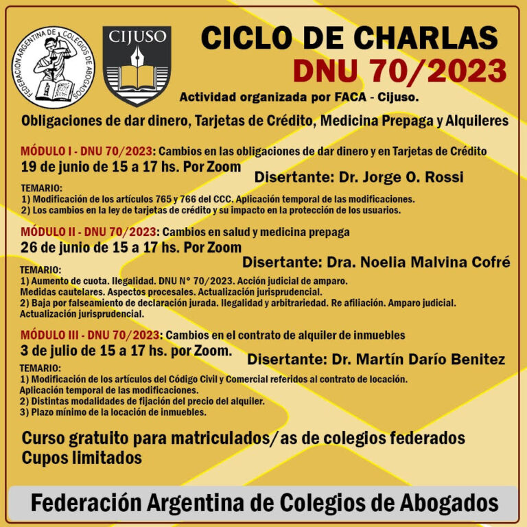 CICLO DE CHARLAS DNU 70/2023