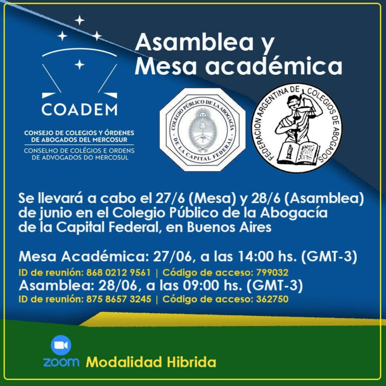 COADEM – ASAMBLEA Y MESA ACADÉMICA
