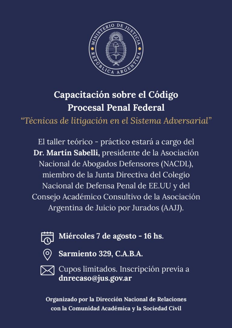  INVITACION “CAPACITACION SOBRE EL CÓDIGO PROCESAL PENAL FEDERAL”
