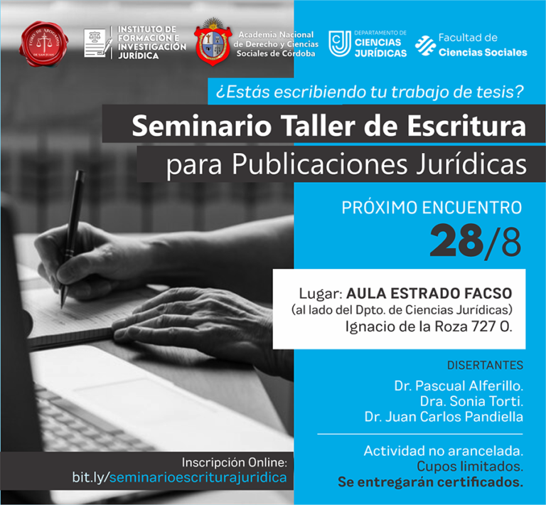 Próximo encuentro del Taller de Escritura. Lugar: Aula Estrado FACSO