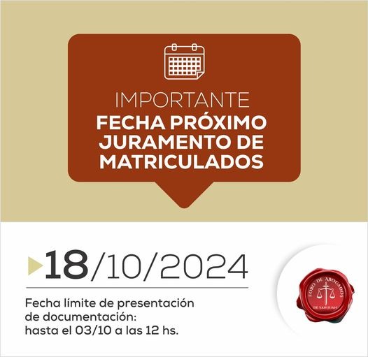 PRÓXIMA JURA DE MATRICULADOS