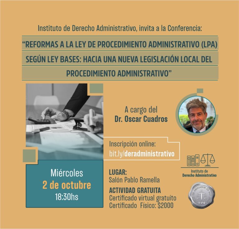 INSTITUTO DE DERECHO ADMINISTRATIVO, INVITA:
