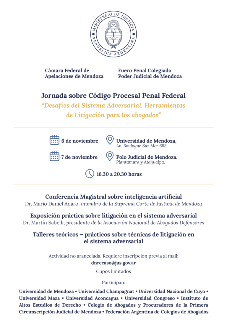 INVITACION “JORNADA SOBRE EL CODIGO PROCESAL PENAL FEDERAL”