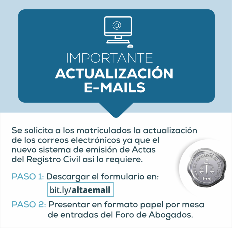 IMPORTANTE: ACTUALIZACIÓN DE MAILS DE  MATRICULADOS