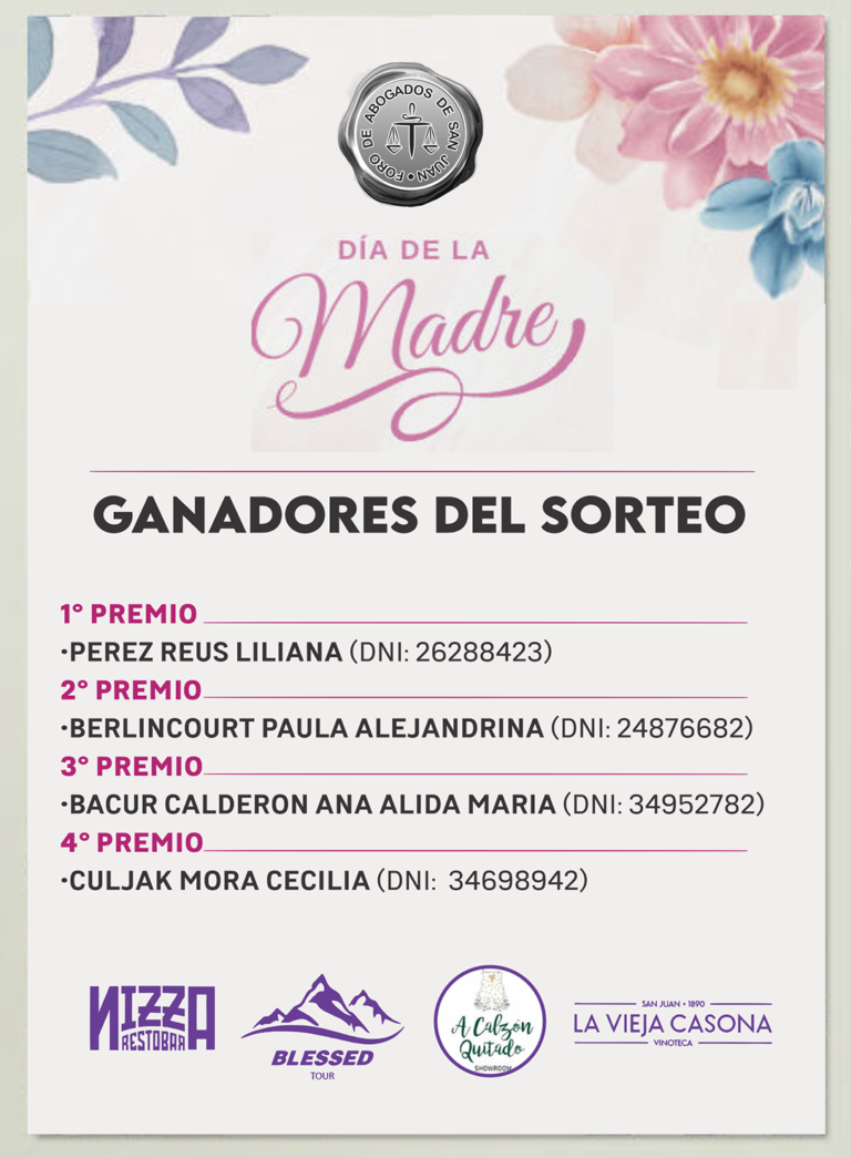 GANADORAS DEL SORTEO DIA DE LA MADRE