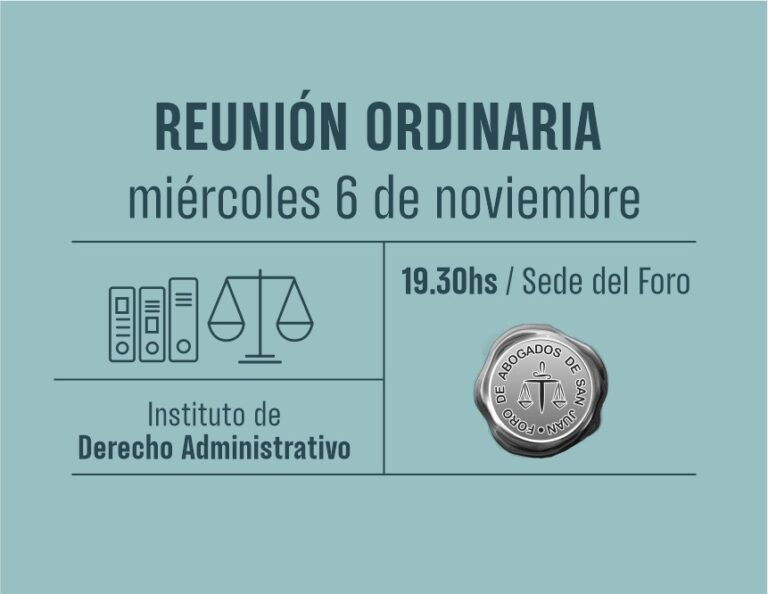 REUNION ORDINARIA INSTITUTO DE DERECHO ADMINISTRATIVO