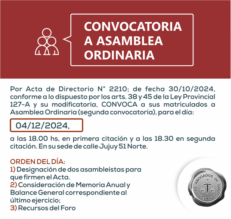 CONVOCATORIA ASAMBLEA EXTRAORDINARIA