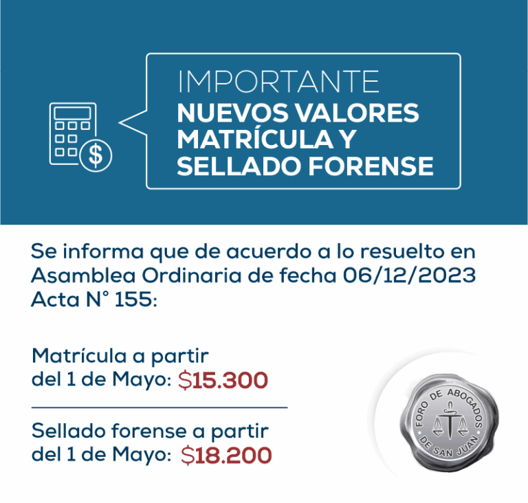 VALORES MATRÍCULA Y SELLADO FORENSE AL 1/5/2025