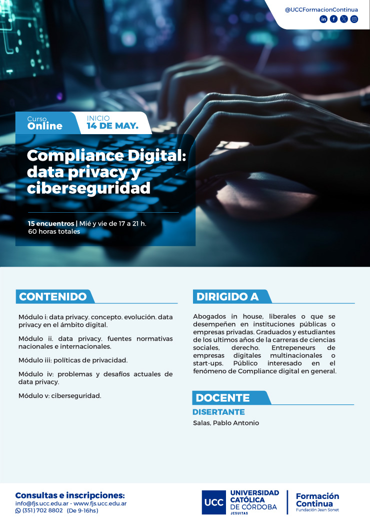 UCC Difusión- Curso: COMPLIANCE DIGITAL DATA PRIVACY Y CIBERSEGURIDAD