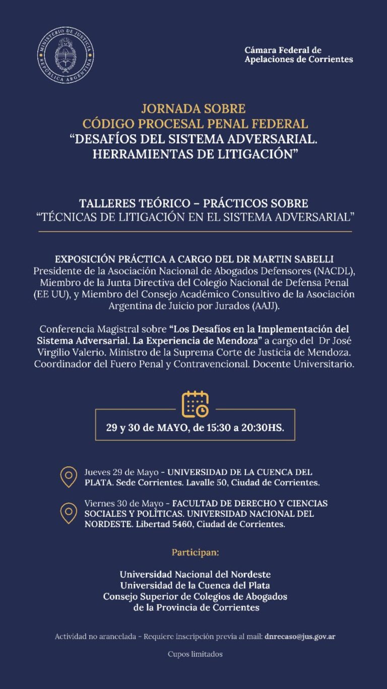 INVITACION “JORNADA SOBRE EL CÓDIGO PROCESAL PENAL FEDERAL”