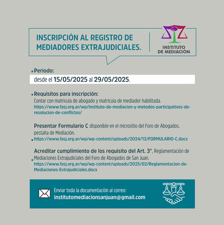 INSCRIPCIÓN MEDIADORES JUDICIALES