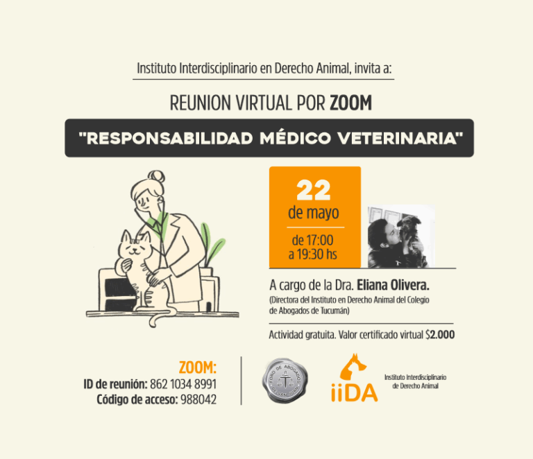 INSTITUTO DE DERECHO ANIMAL INVITA REUNIÓN POR ZOOM