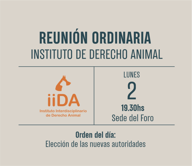 Instituto de Derecho Animal, invita a elección de autoridades