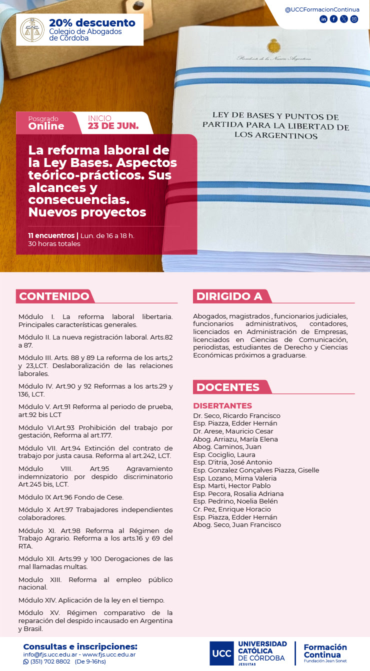La reforma laboral de la Ley Bases. Aspectos teórico-prácticos – Info UCC