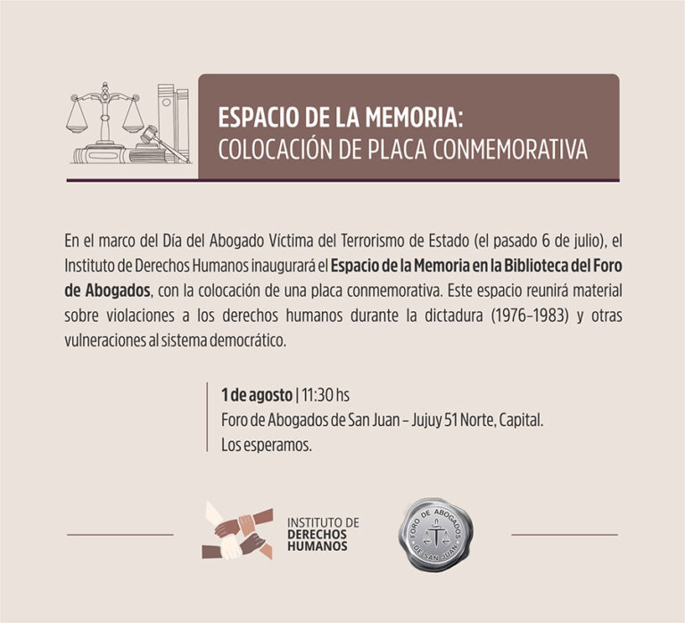 COLOCACIÓN DE PLACA CONMEMORATIVA INSTITUTOS DE DERECHOS HUMANOS