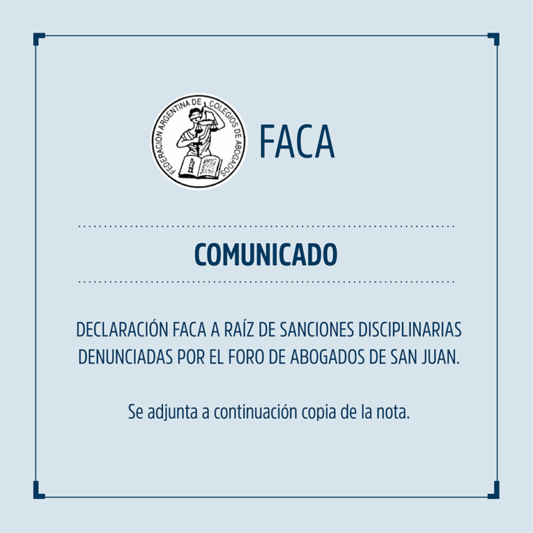 COMUNICADO DE FACA