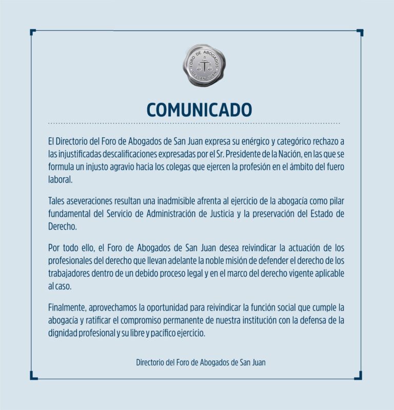 COMUNICADO DIRECTORIO FORO DE ABOGADOS DE SAN JUAN