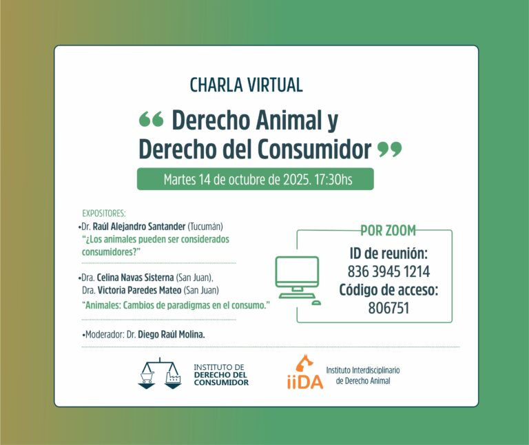 CHARLA VIRTUAL SOBRE DERECHO ANIMAL Y DERECHO DEL CONSUMIDOR