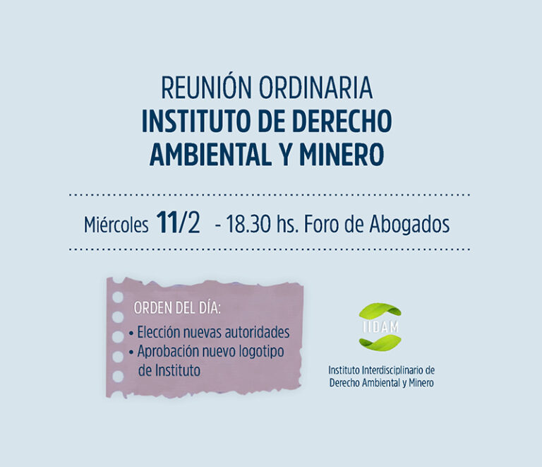 INSTITUTO DE DERECHO AMBIENTAL INVITA REUNIÓN ORDINARIA