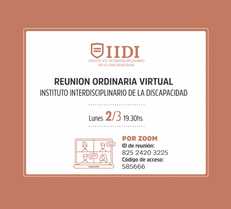INSTITUTO DE DISCAPACIDAD INVITA REUNION POR ZOOM