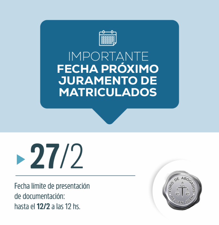 PRÓXIMA JURA DE MATRICULADOS