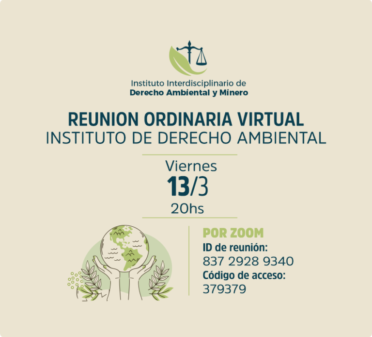 REUNION ORDINARIA VIRTUAL INSTITUTO DE DERECHO AMBIENTAL