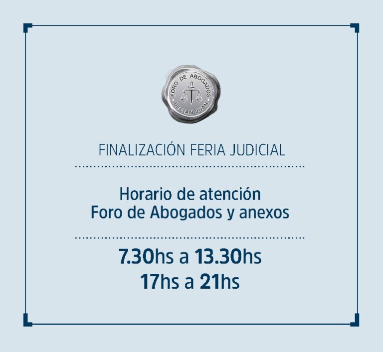 NUEVOS HORARIOS SEDES FORO DE ABOGADOS