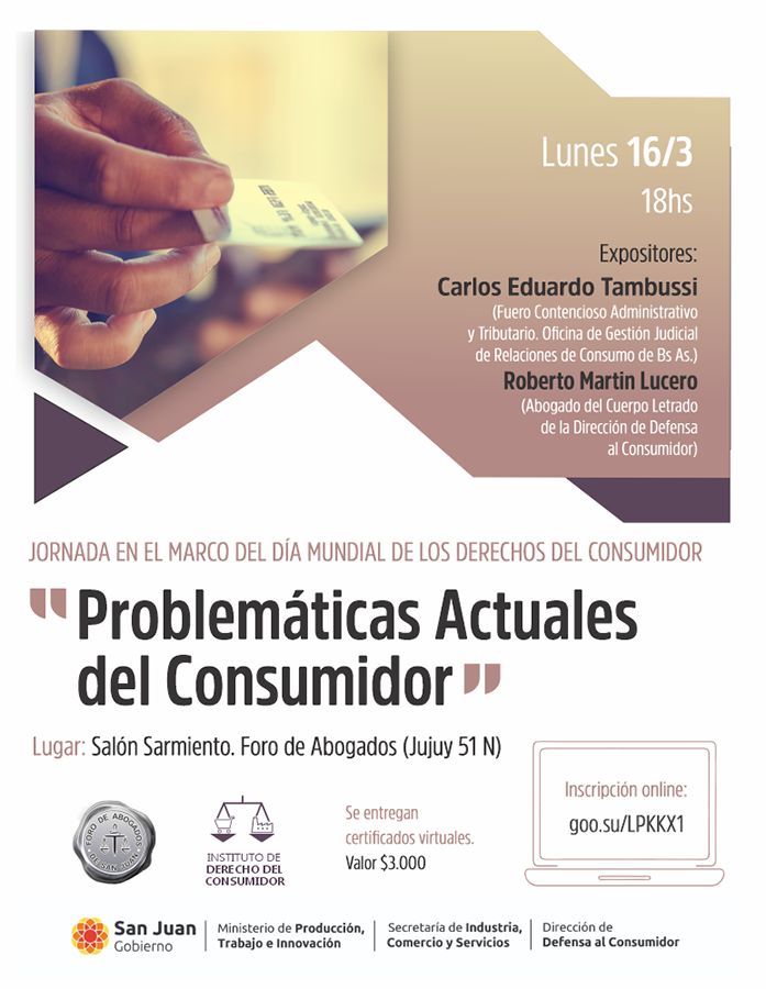 INSTITUTO DE  DERECHO DEL CONSUMIDOR INVITA A LAS JORNADAS: