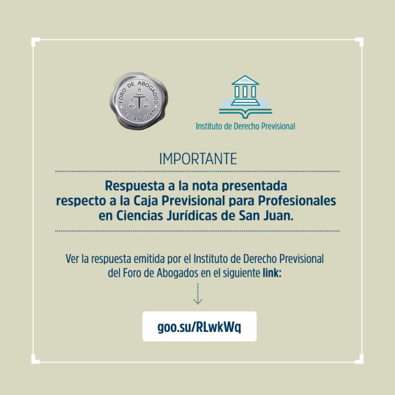 Respuesta a la nota presentada respecto a la Caja Previsional para Profesionales en Ciencias Jurídicas de San Juan.