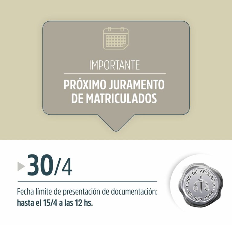 PRÓXIMO JURAMENTO DE MATRICULADOS