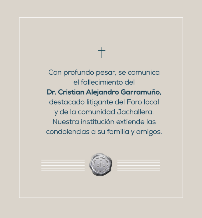 FALLECIMIENTO DEL DR. CRISTIAN ALEJANDRO GARRAMUÑO