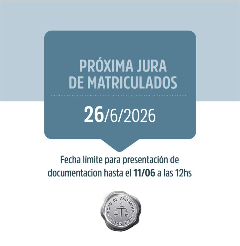 PRÓXIMA JURA DE MATRICULADOS