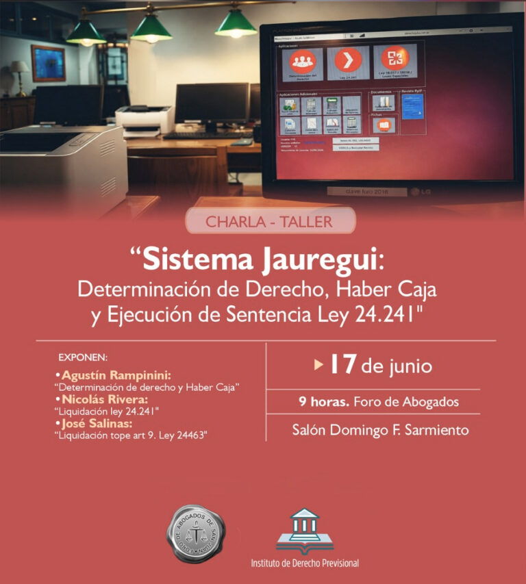INSTITUTO DE DERECHO PREVISIONAL, INVITA A LA CHARLA “SISTEMA JAUREGUI”