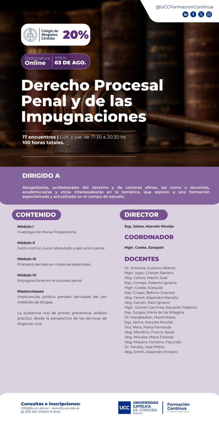 Diplomatura en derecho procesal penal y de las impugnaciones – UCC