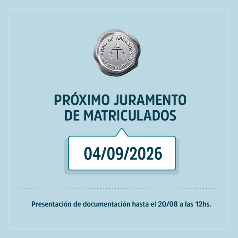 PRÓXIMA JURA DE MATRICULADOS