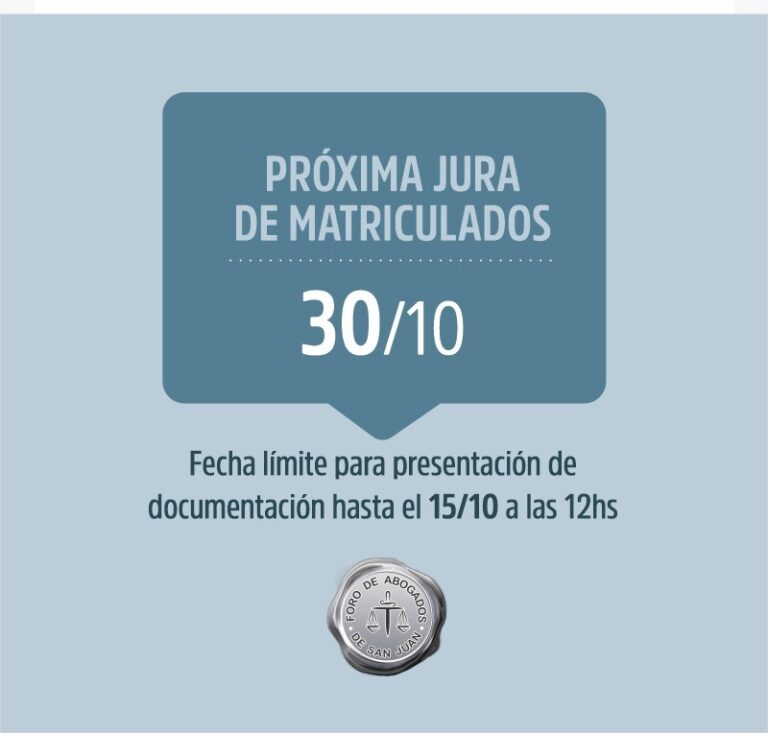 PRÓXIMA JURA DE MATRICULADOS