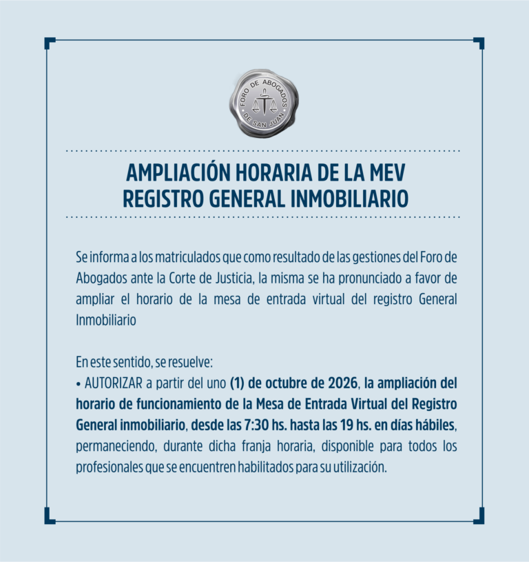 AMPLIACIÓN HORARIA DE LA MEV  REGISTRO GENERAL INMOBILIARIO
