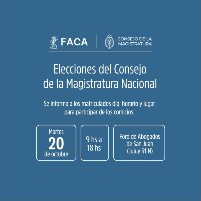 20/10/2026: Elecciones del Consejo de la Magistratura Nacional